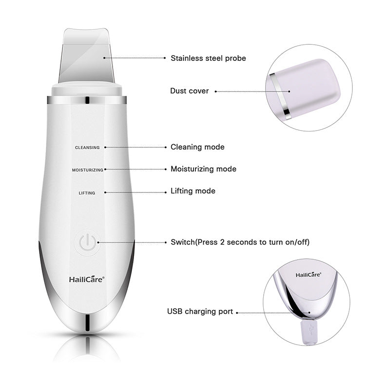 HailiCare Ultrasonic Peeling Machine To Remove Blackhead Peeling Instrument Pore Cleaning Ion Cleansing Instrument